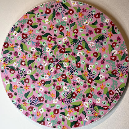 Blómadúlla 2 - Bleika - 2025, akrýl á flötum striga 30 sm. í þvermál