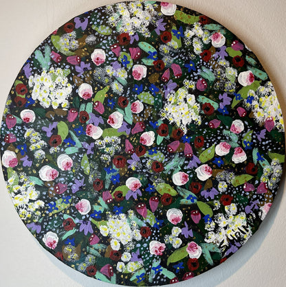 Blómadúlla - 2025, akrýl á striga 25 sm. í þvermál