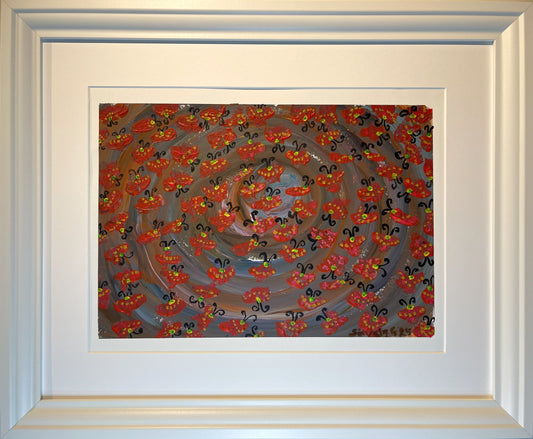 Fiðrildi - 2024, akrýl á pappír 39x29 sm.