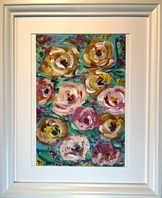 Grænublóm - 2024, akrýl á pappír 29x39 sm.