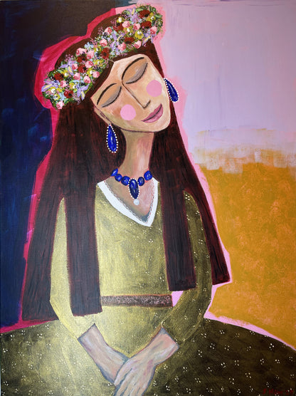 Gullnar stundir - 2025, akrýl á striga 60x80 sm.