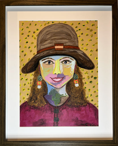 Kántrý stelpan - 2024, akrýl á pappír 29x39 sm.