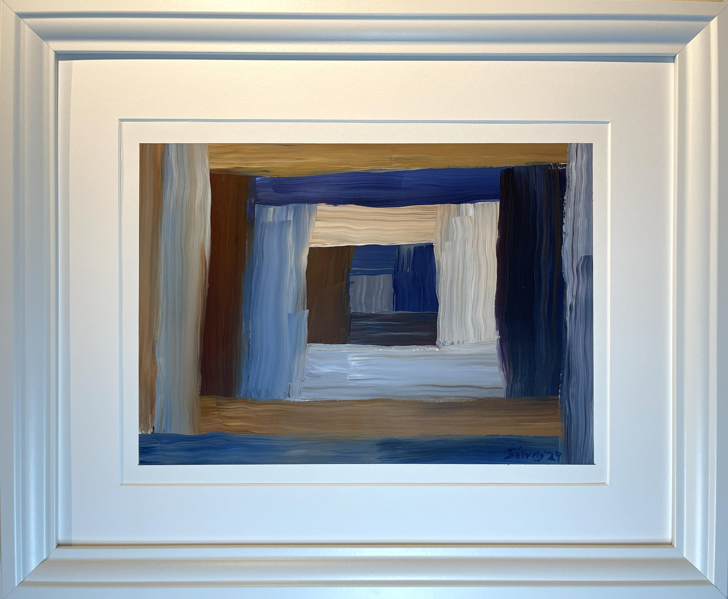 Miðpunktur - 2024, akrýl á pappír 39x29 sm.