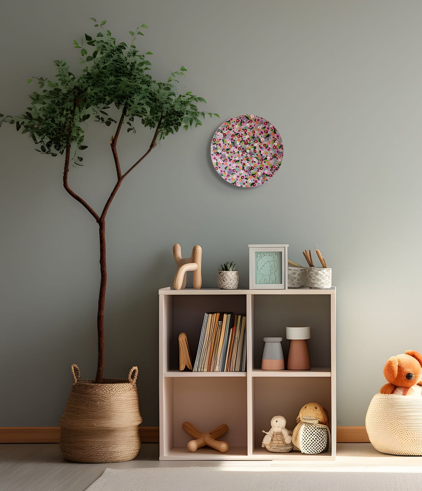 Blómadúlla 2 - Bleika - 2025, akrýl á flötum striga 30 sm. í þvermál