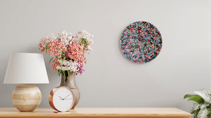 Blómadúlla 3 - Rauða - 2025, akrýl á flötum striga 30 sm. í þvermál