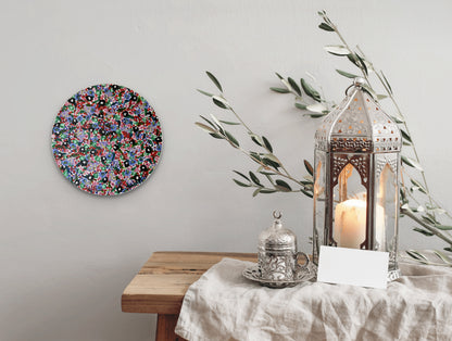 Blómadúlla 3 - Rauða - 2025, akrýl á flötum striga 30 sm. í þvermál