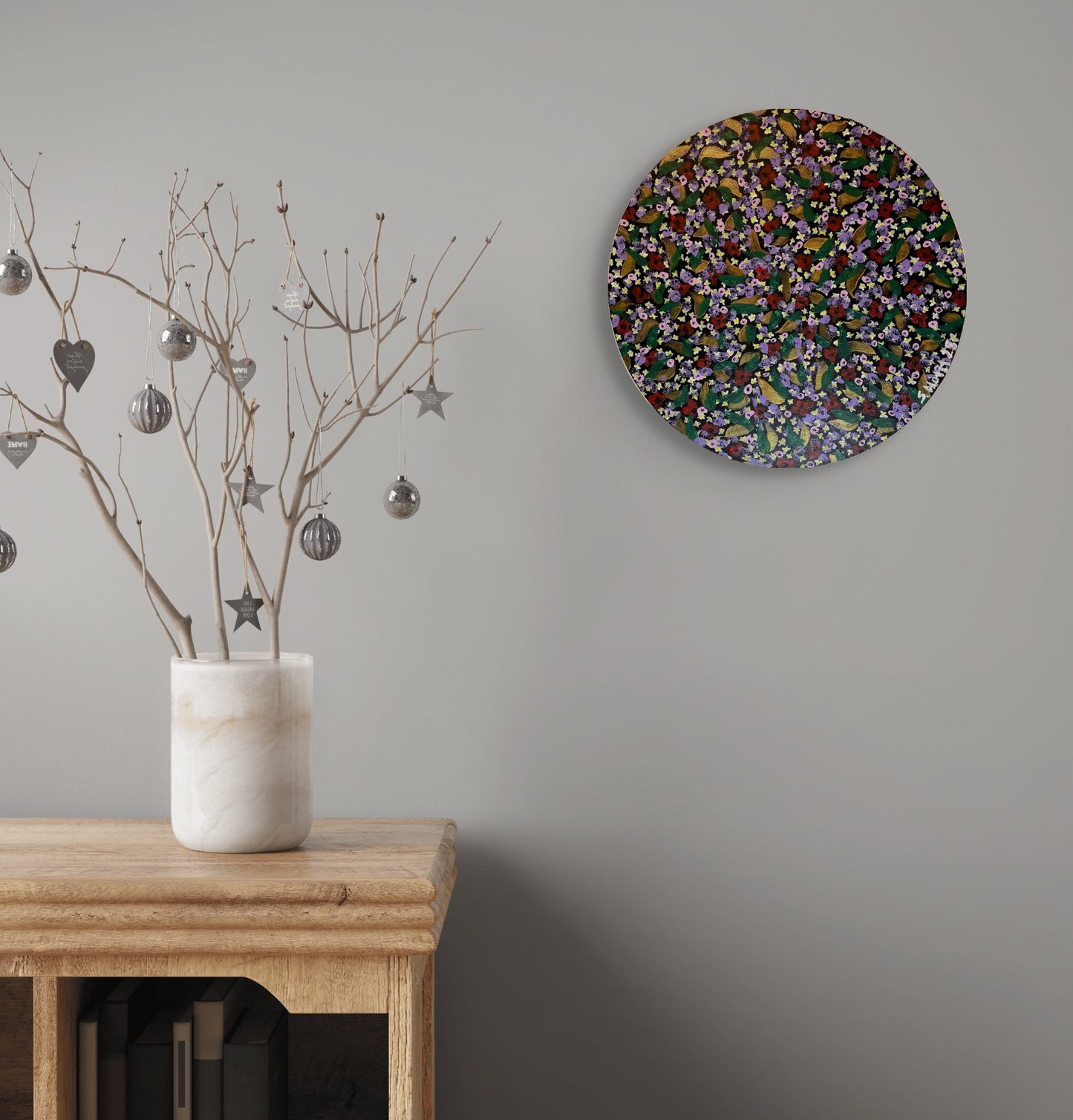 Blómadúlla 4 - Fjólubláa - 2025, akrýl á flötum striga 30 sm. í þvermál