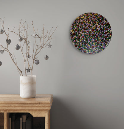 Blómadúlla 4 - Fjólubláa - 2025, akrýl á flötum striga 30 sm. í þvermál