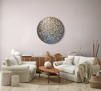 Blómahaf - 2025, akrýl á striga. 90 sm í þvermál.