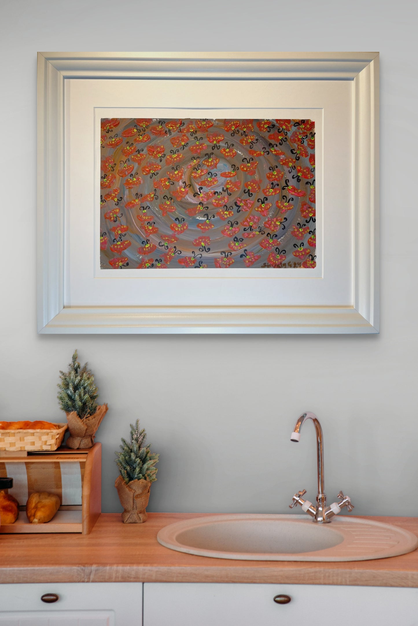 Fiðrildi - 2024, akrýl á pappír 39x29 sm.