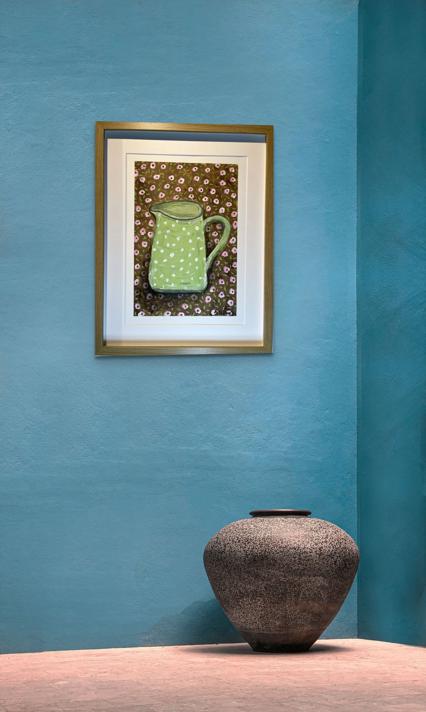 Græna kannan - 2024, akrýl á pappír 29x39 sm.