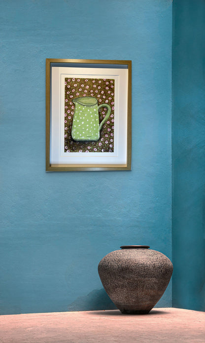 Græna kannan - 2024, akrýl á pappír 29x39 sm.