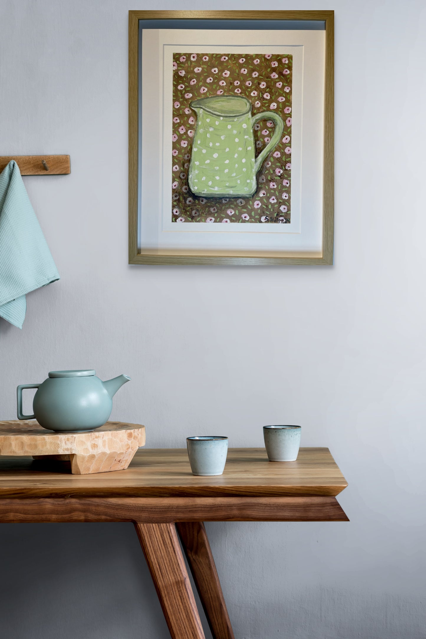 Græna kannan - 2024, akrýl á pappír 29x39 sm.