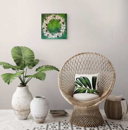 Græni krans - 2025, akrýl á striga 30x30 sm.