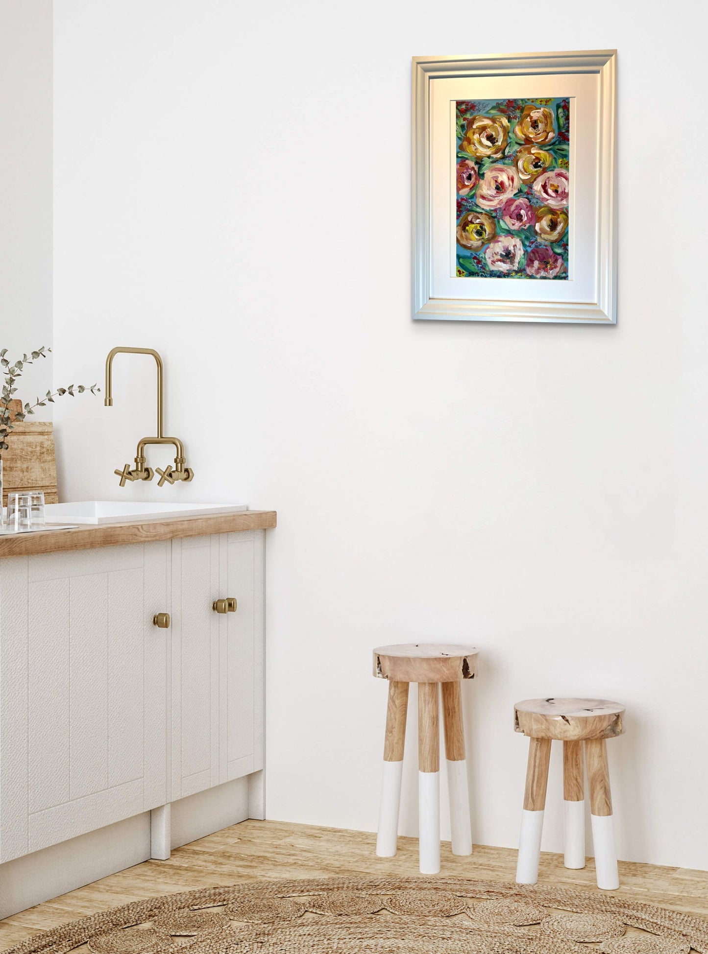 Grænublóm - 2024, akrýl á pappír 29x39 sm.