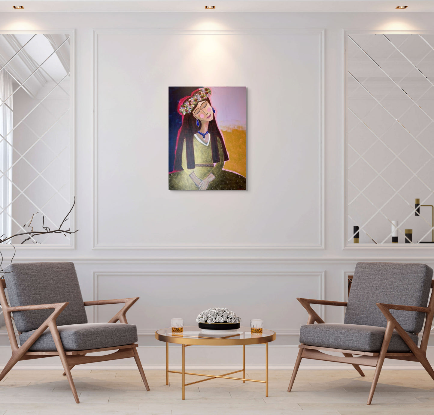 Gullnar stundir - 2025, akrýl á striga 60x80 sm.