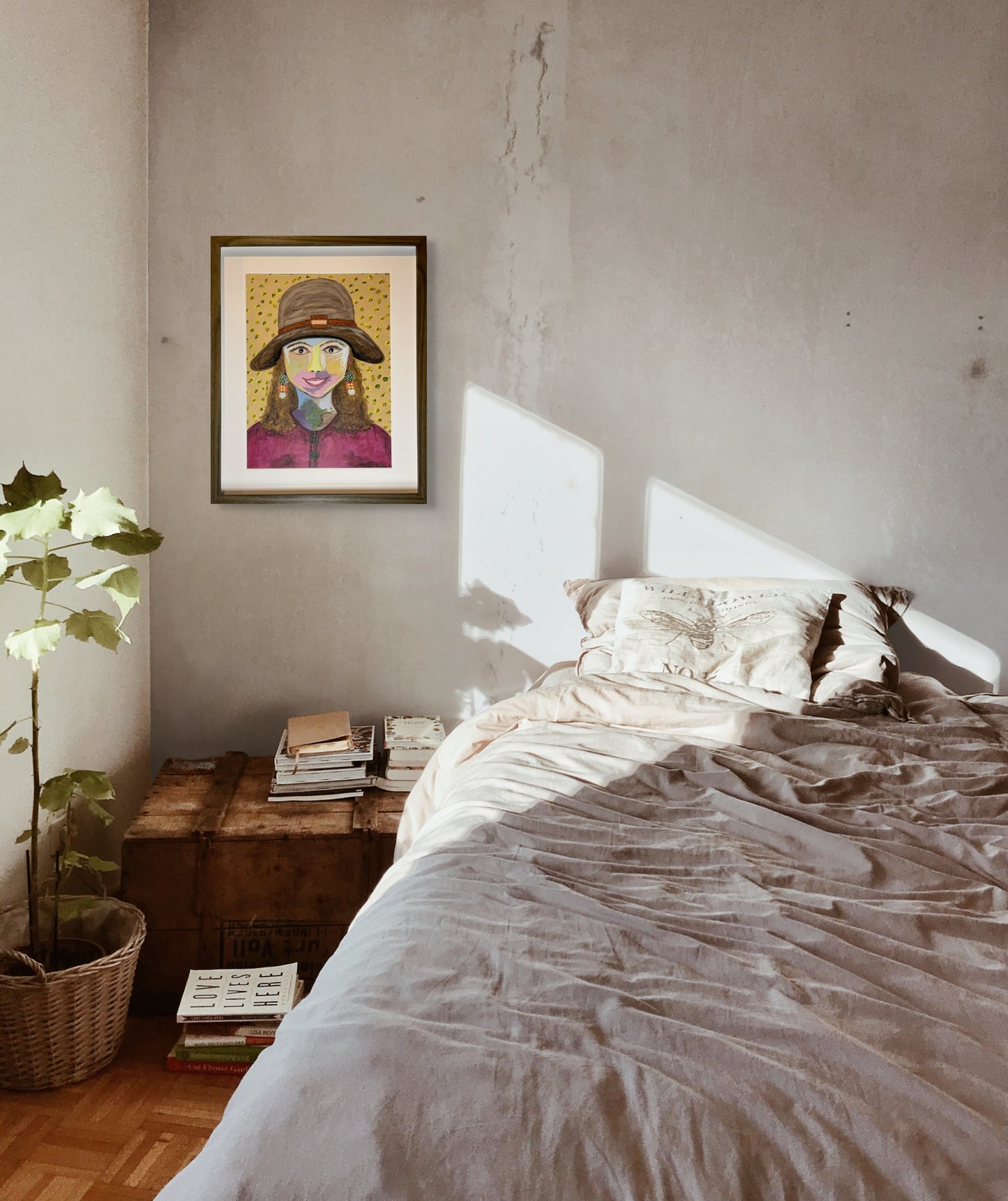 Kántrý stelpan - 2024, akrýl á pappír 29x39 sm.