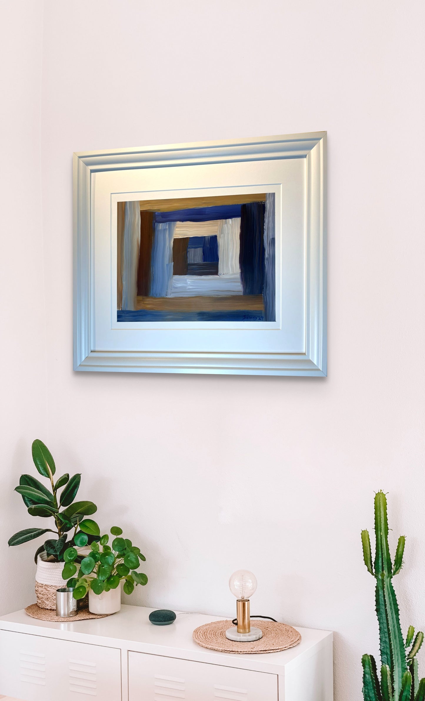 Miðpunktur - 2024, akrýl á pappír 39x29 sm.