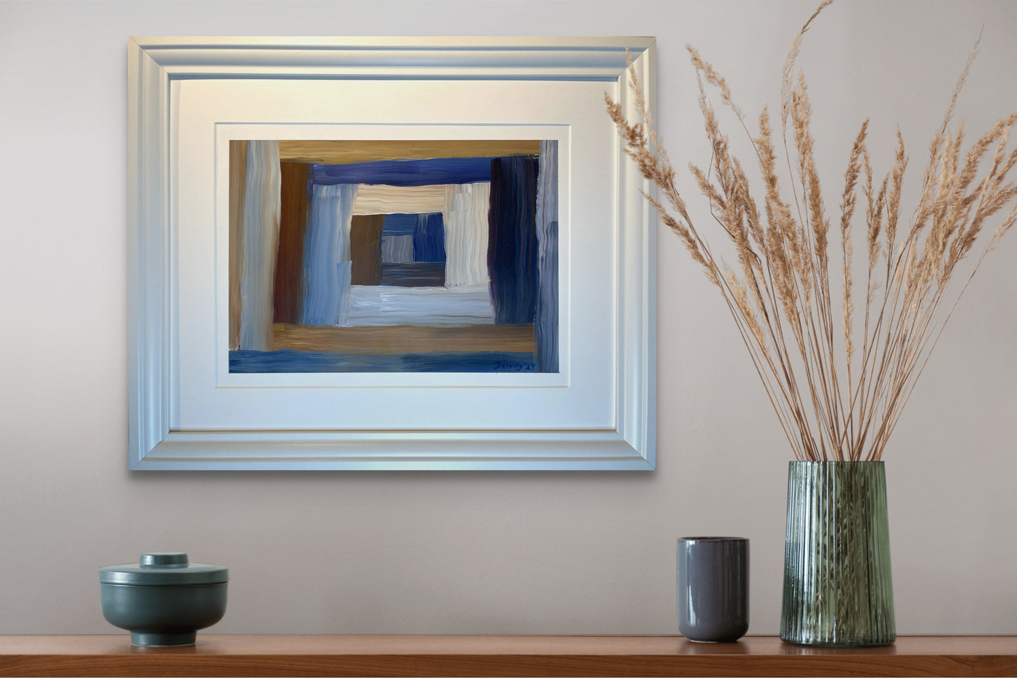 Miðpunktur - 2024, akrýl á pappír 39x29 sm.